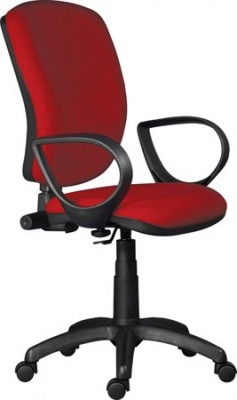 Kancelárska stolička, čalúnená, čierny podstavec, "Nuvola", červená
