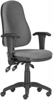 Kancelárska stolička, čalúnená, čierny podstavec, s opierkami rúk, "XENIA ASYN", sivá