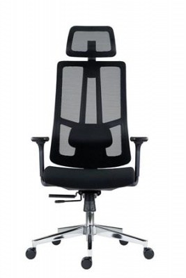 Kancelárska stolička, sieťované operadlo, čalúnené sedadlo, opierka hlavy, pochrómovaný podstavec,"Ruben"