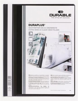 Rýchloviazač, A4, široký, priehľadné vrecko, DURABLE "DURAPLUS®", čierny