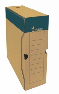 Archívny box, A4, 100 mm, kartón, VICTORIA OFFICE, prírodný