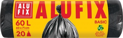 Vrece na odpad, 60 l, 20 ks, 60 x 71 cm, 10 µ, ALUFIX "Economy", čierne