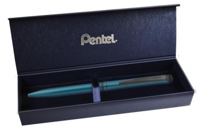 Gélové pero, 0,35 mm, otočné, telo pera: matná tyrkysová, PENTEL "EnerGel BL-2507" modrá