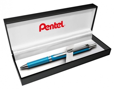 Gélové pero, 0,35 mm, stláčací mechanizmus, telo pera: modrá, PENTEL "EnerGel BL-407" modrá