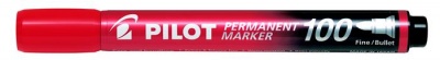 Permanentný popisovač, 1 mm, kužeľový, PILOT "Permanent Marker 100", červená