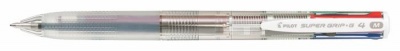 Guľôčkové pero, 0,27 mm, stláčací mechanizmus, priehľadné, PILOT "Super Grip G", 4-farebné