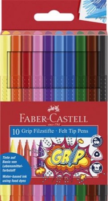Fixky, sada, trojhranný tvar, FABER-CASTELL "Grip", 10 rôznych farieb