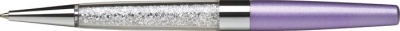 Guľôčkové pero, Crystals from SWAROVSKI®, svetlofialové, s bielymi krištáľmi v dolnej časti, 14 cm, ART CRYSTELLA