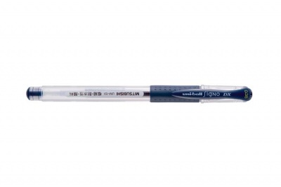 Gélové pero, 0,38 mm, s vrchnákom, UNI "UM-151 Signo DX", tmavomodré
