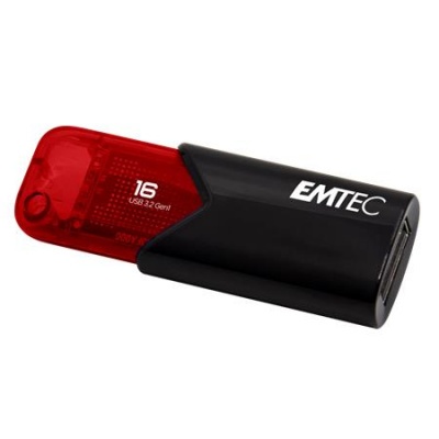 USB kľúč, 16GB, USB 3.2, EMTEC "B110 Click Easy", čierna-červená