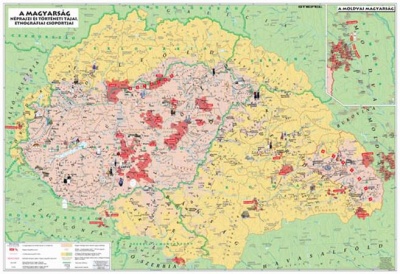 Podložka na stôl, obojstranná, STIEFEL  "Magyarország néprajzi térkép/Maďarská etnografická mapa" - výrobok v MJ