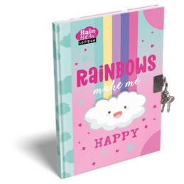 Pamätníček, so zámkom, A5, tvrdá obálka, LIZZYSULI, "Lollipop Rainbow"