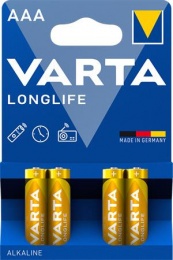 Batéria, AAA, mikrotužková, 4 ks, VARTA "Longlife"